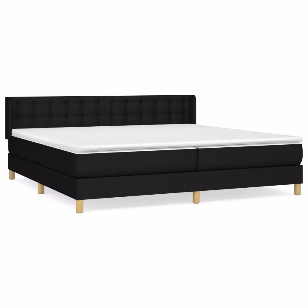 Letto Ibrido vidaXL con Giroletto a Molle e Materasso in Tessuto Nero e Bianco L/P: 180 x 200 cm – 2
