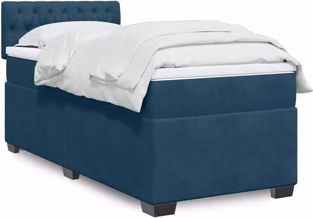 Giroletto a Molle con Materasso Blu Scuro 90x190 cm in Velluto 3286196