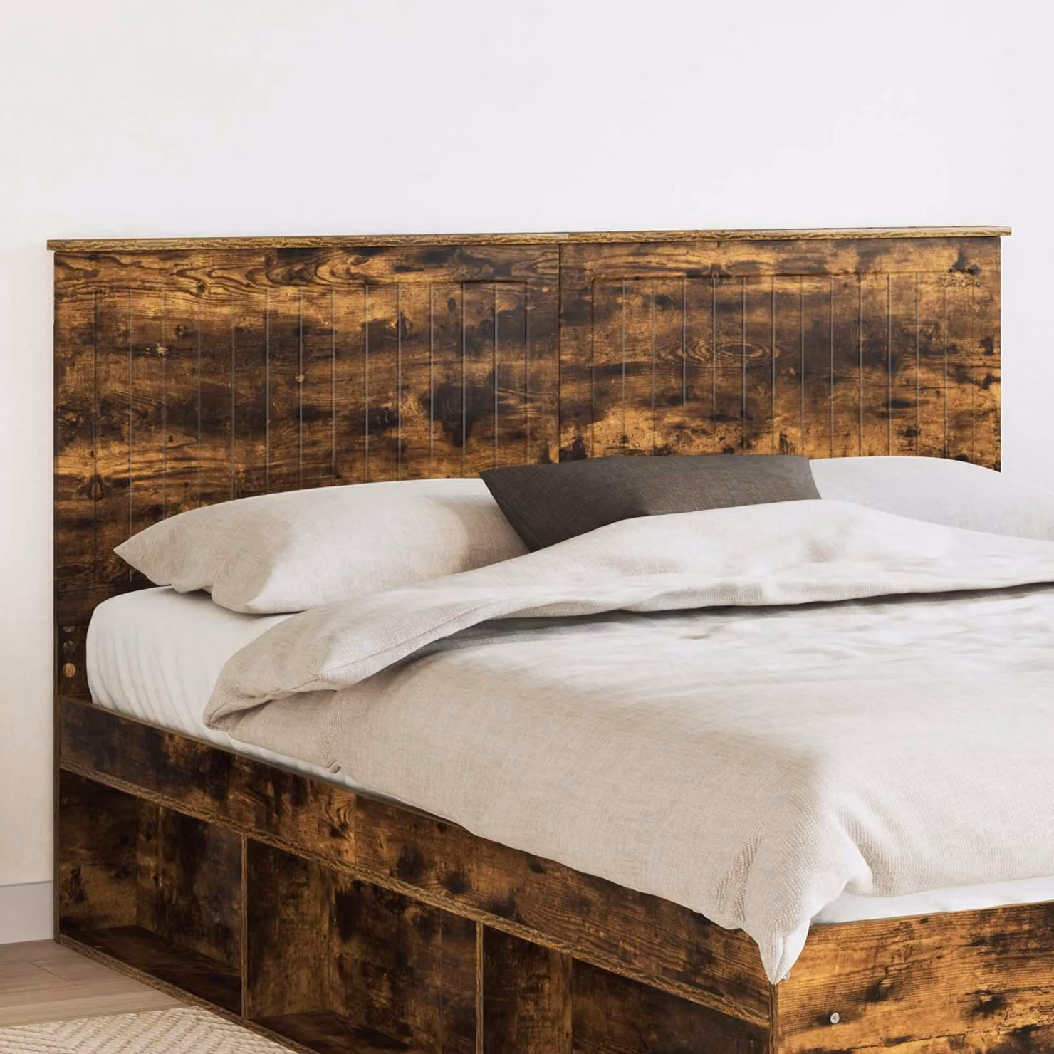 Testiera per letto vidaXL in legno ingegnerizzato Rovere Fumo, marrone opaco