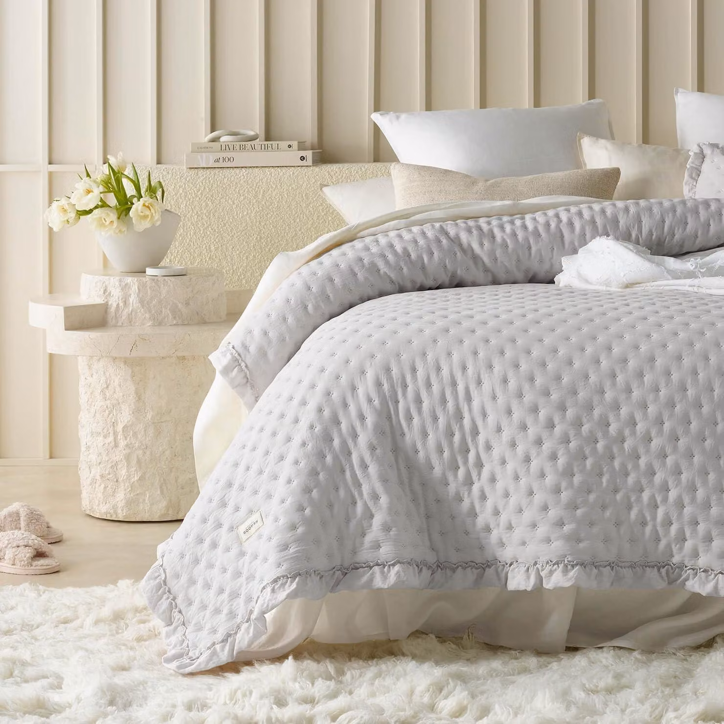 Molly Elegante, copripiumino 240 x 260 cm, color grigio chiaro