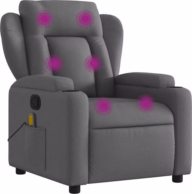 Poltrona Massaggiante | Sedia Relax Reclinabile Grigio Scuro in Tessuto
