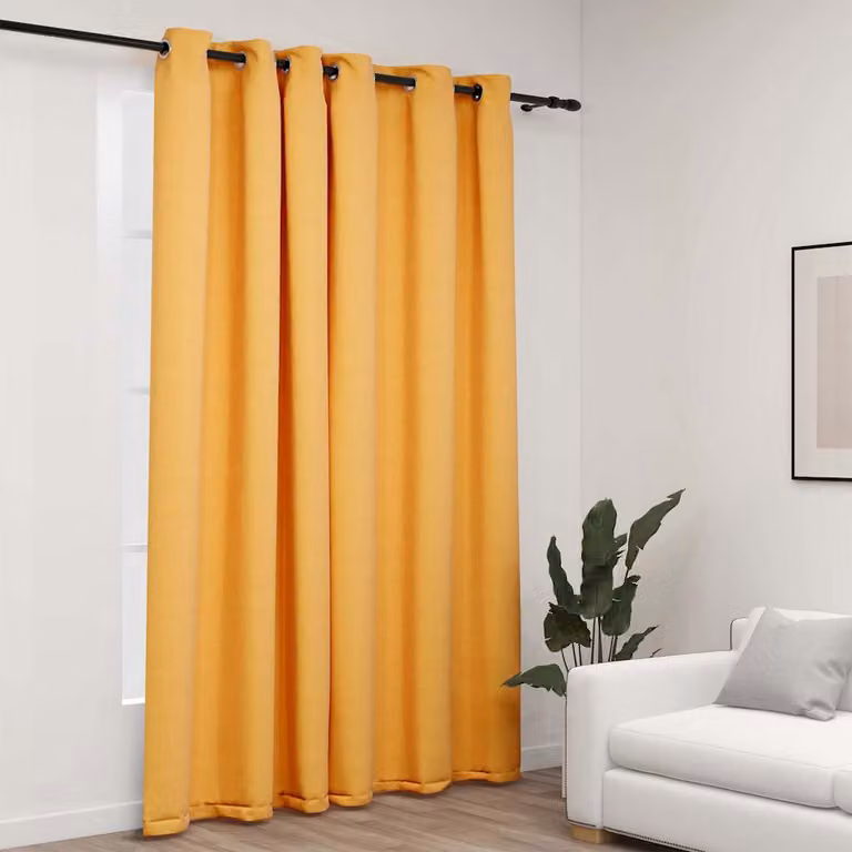 Tenda Oscurante con Effetto Lino vidaXL, Gialla, L: 290 cm, H: 245 cm