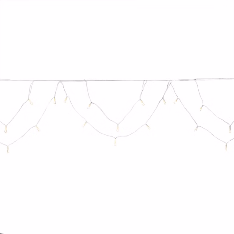 Catena luminosa a LED per grondaie Konstsmide, forma ad arco, 200 diodi color ambra, trasformatore per esterni da 24 V, cavo bianco - 2738-802