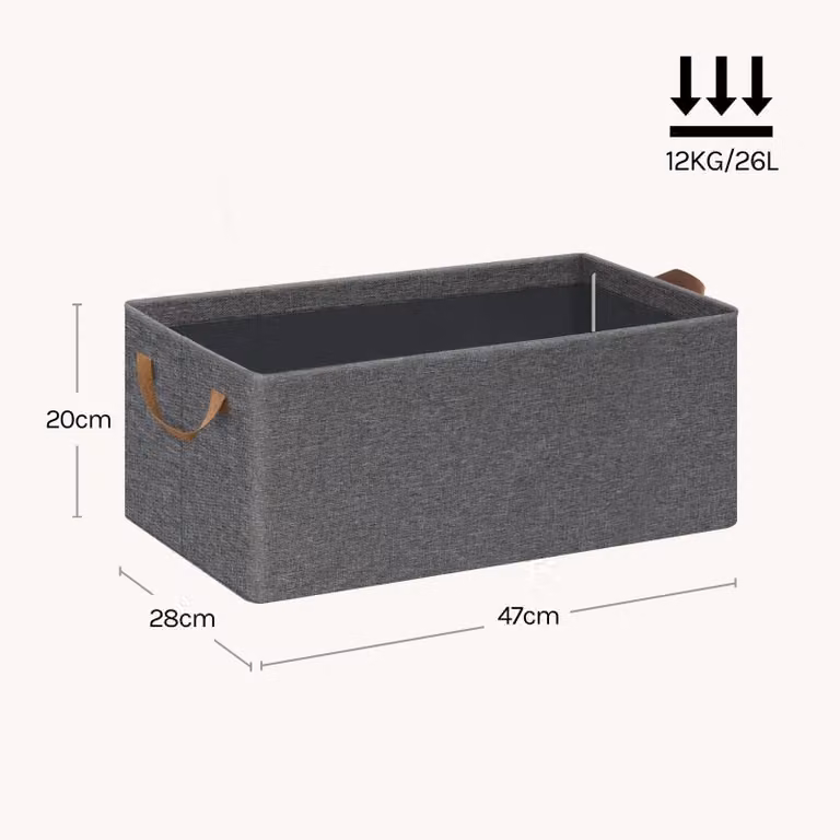 Contenitori per abiti - Scatole pieghevoli in tessuto - Set da 5 - 26 litri - 47 x 20 x 28 cm