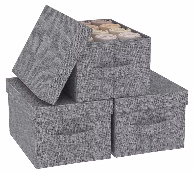 Scatole pieghevoli con coperchio, set da 3, ideali per la casa e l'ufficio