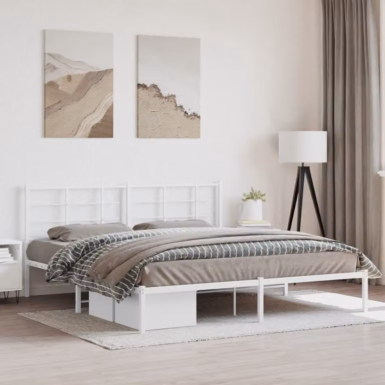 vidaXL Giroletto con Testiera in Metallo Bianco L/P: 180 x 200 cm