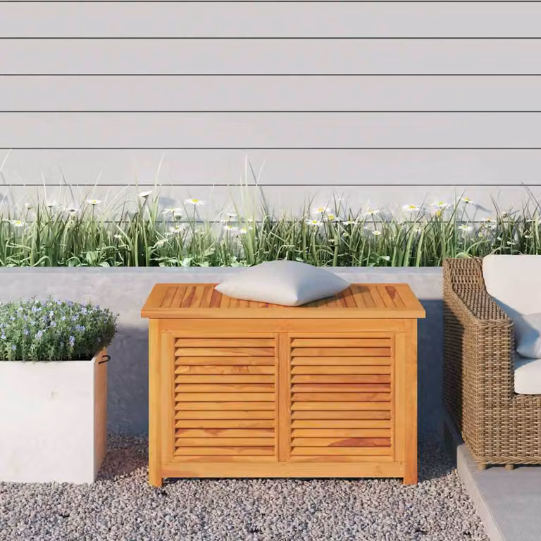 Contenitore da giardino vidaXL in legno massello di teak marrone con borsa L/P/H: 90 x 50 x 58 cm