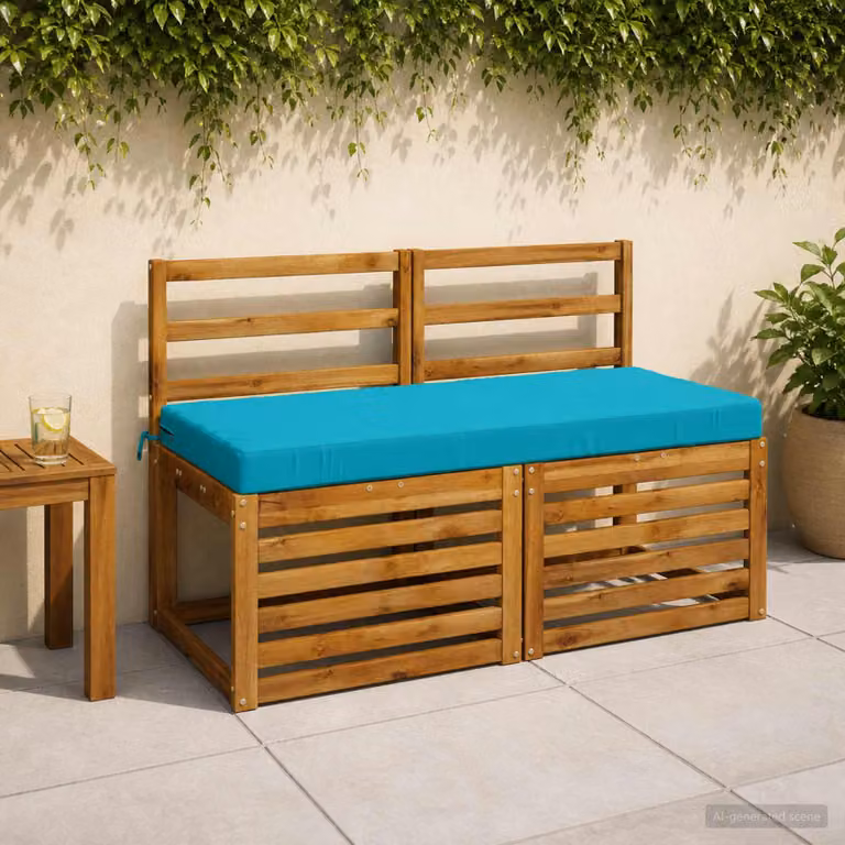 Set di 2 cuscini per panchina vidaXL SOEST in poliestere color turchese, L 120 cm