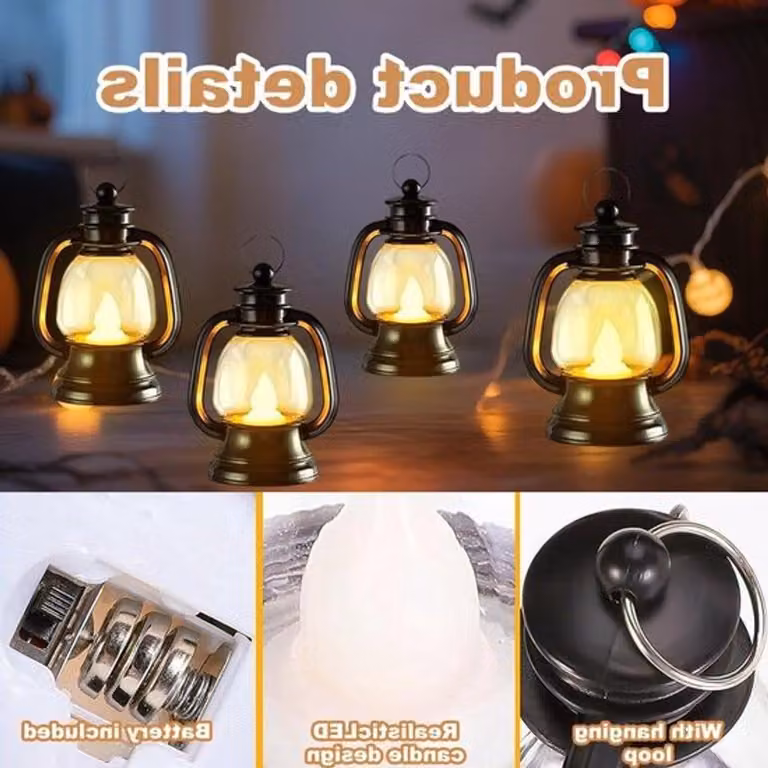 Set di 12 mini lanterne – Lanterne LED in stile vintage, ideali per decorazioni natalizie, di Halloween e per eventi