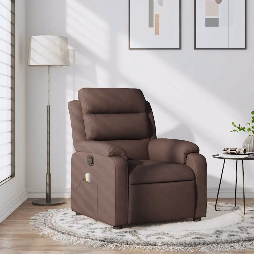 vidaXL Poltrona Reclinabile Relax in Tessuto Marrone con Braccioli e Regolazione Manuale