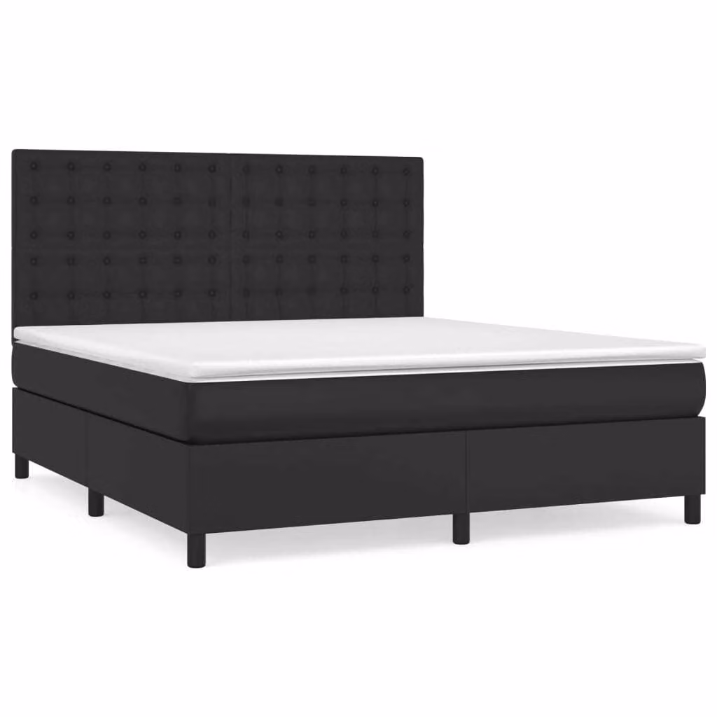 Giroletto a Molle con Materasso Nero 180x200 cm in Pelle finta