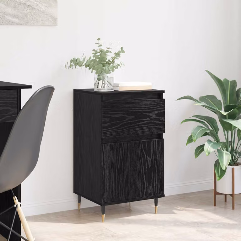 vidaXL Credenza moderna con cassetto in Rovere Nero e finitura opaca L/P/H: 40 x 35 x 70 cm