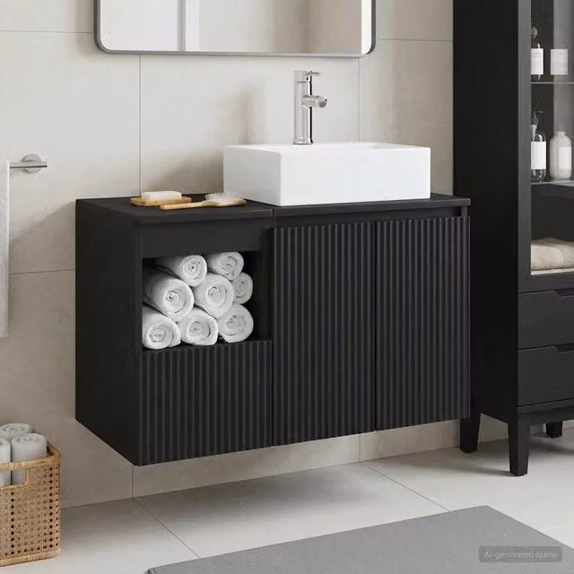 Set di mobili per il bagno 2 pz Nero Legno ingegnerizzato 3404055
