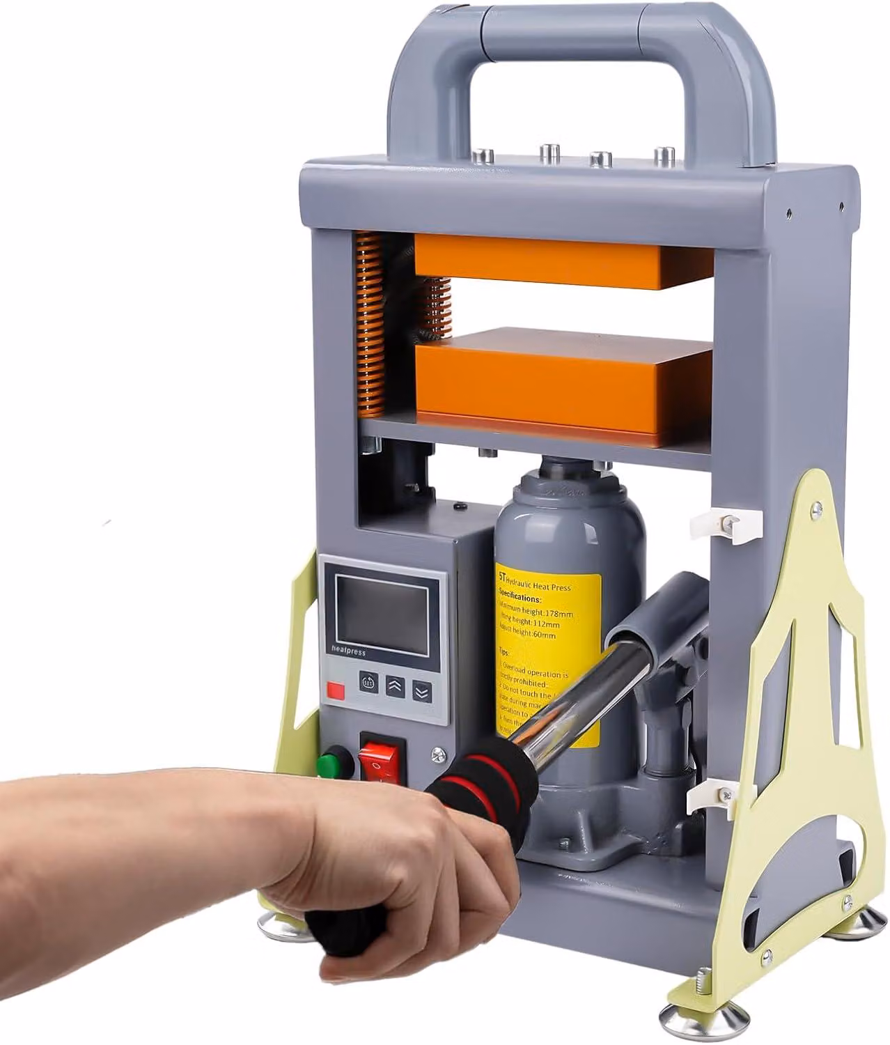 Rosin Presse 5T, pressa idraulica da 600 W per la produzione di resina, con riscaldamento bilaterale, macchina per l'estrazione di resina, fiori secchi, piante fiorite