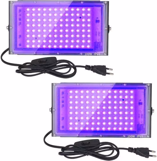 Faretto LED UV da 100 W per esterni - Impermeabile - UVA - Luce nera per palchi, feste, giardini