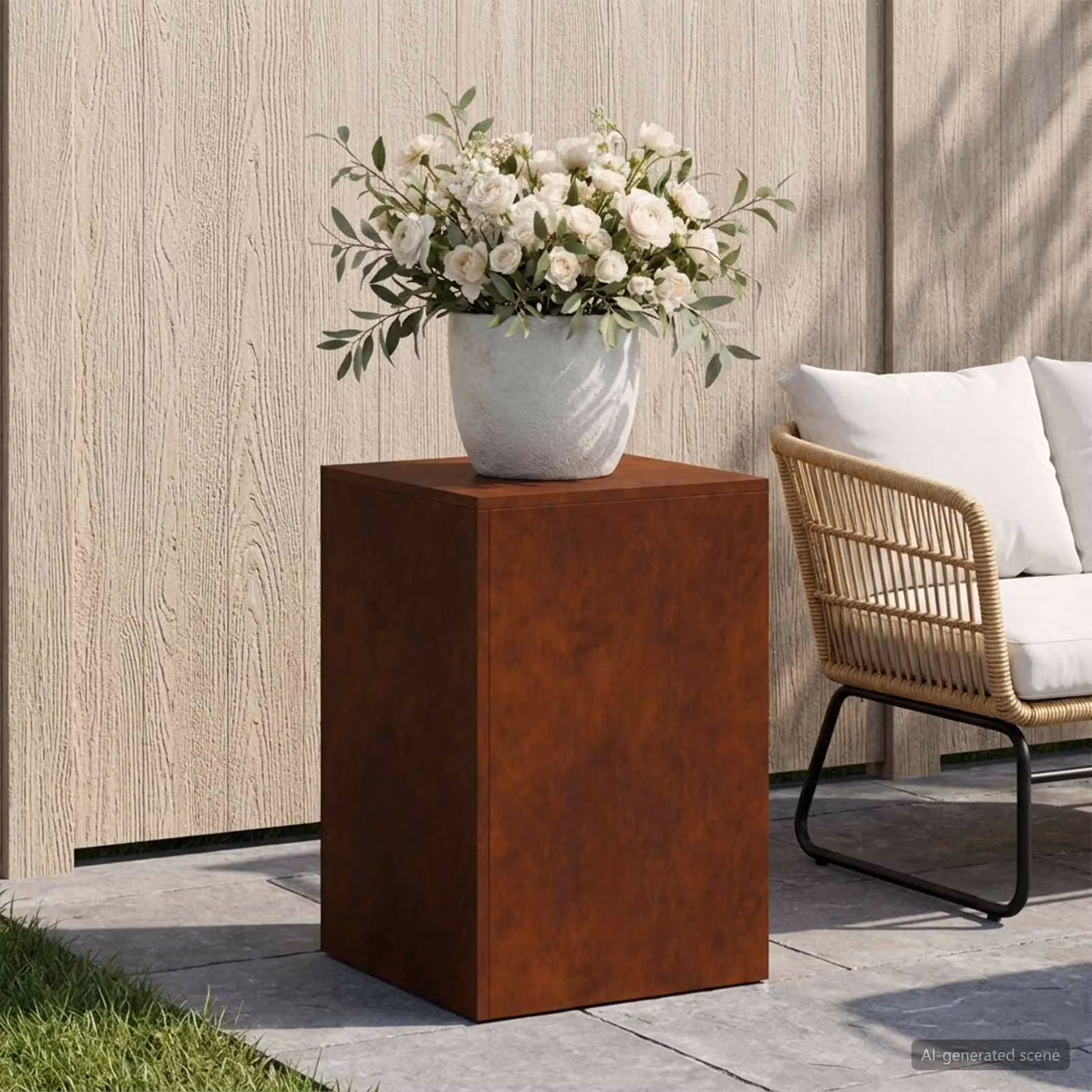 vidaXL Supporto per piante in metallo marrone stile industriale L/P/H: 40 x 40 x 60 cm