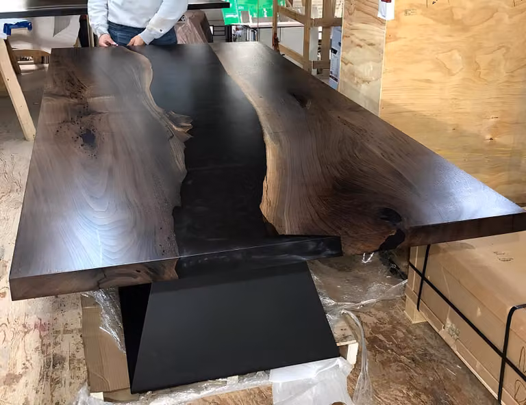 Epoxid harz esstisch echtes holz massive möbel wasserfall epoxy tisch 220x100cm