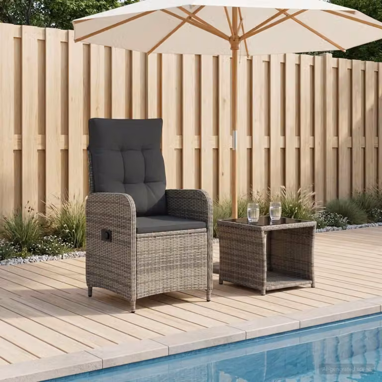 Set Lounge da Giardino Moderno vidaXL in Rattan e Metallo, 2 Pezzi, Grigio