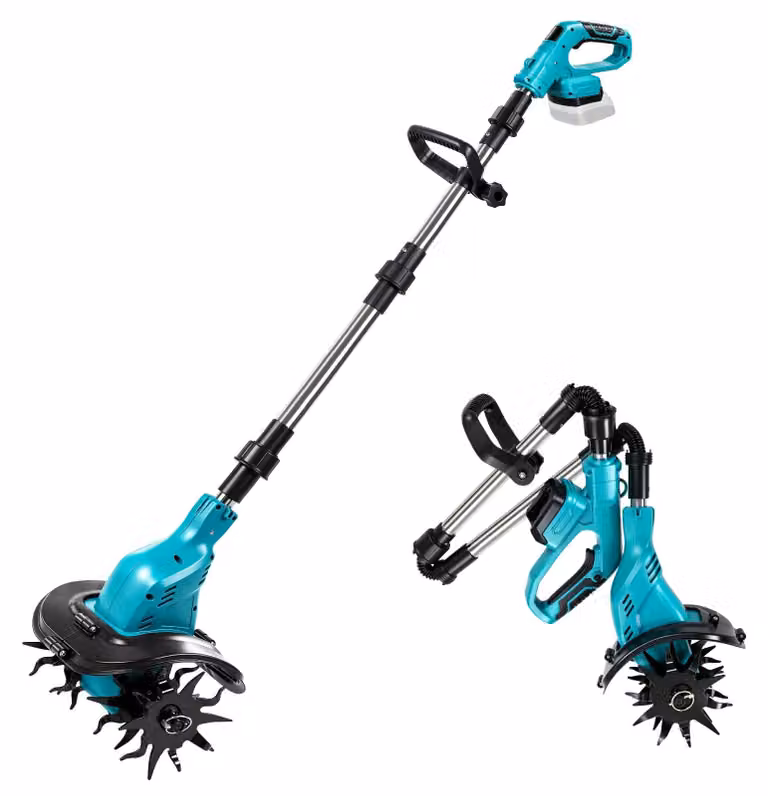 Motocoltivatore a batteria, motore brushless, larghezza di lavoro di 23 cm, profondità di 16 cm