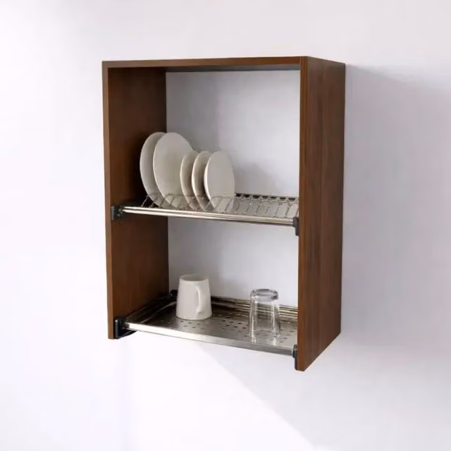 Calandrelli Pensile Scolapiatti Moderno Colore Noce H 72 cm, L 90 cm, P 33 cm
