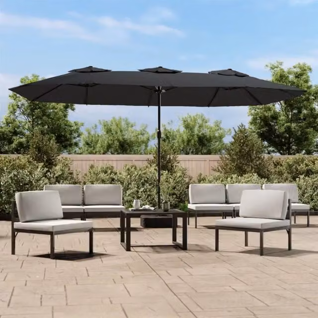 Ombrellone a Doppia Testa-Ombrello da giardino Antracite 449x265 cm