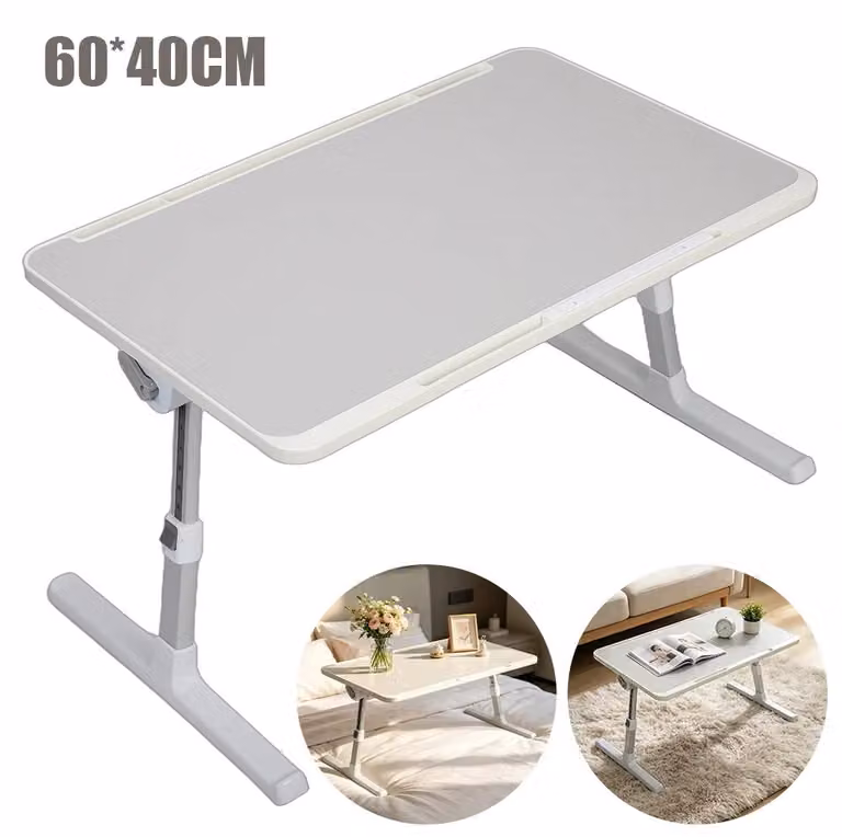 Tavolo pieghevole per laptop - Scrivania regolabile per laptop - Piano del tavolo 60 × 40 cm - Angolazione regolabile da 0° a 45° - Materiali: MDF e lega di alluminio - Portatile - Ideale per lavoro e studio
