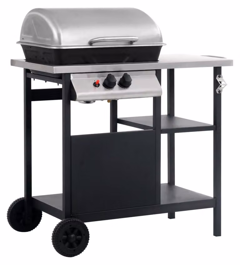 Vidaxl Barbecue a gas con 3 strati Beistelltisch schwarz e silberfarben