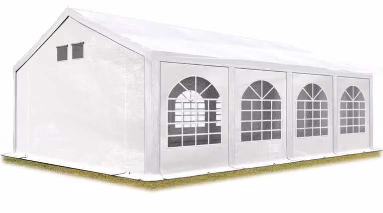 TOOLPORT Tendone per feste Gazebo 4x8 m bianco ca. PE 500 N Impermeabile Protezione UV Tenda Sagre Eventi Mercati Esterno con telaio a pavimento