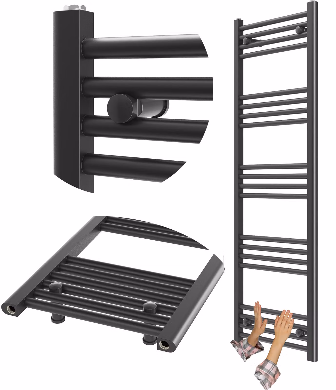 Granitan - Radiatore da bagno - Scaldasalviette - 50x140 cm - Nero - Scaldasalviette - BRENO