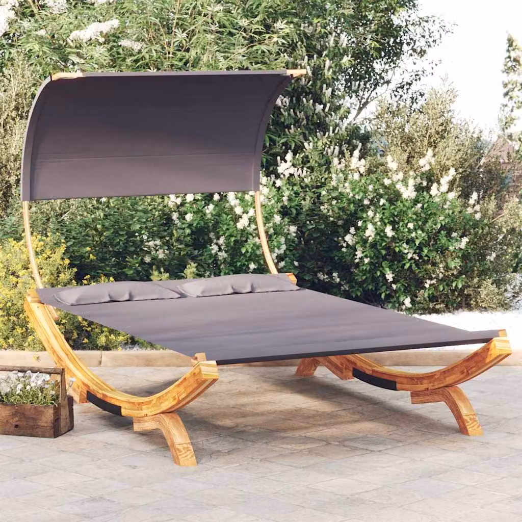 vidaXL Lettino con Tettuccio in Legno Trattato Antracite L: 165 cm, P: 203 cm, H: 126 cm – 1