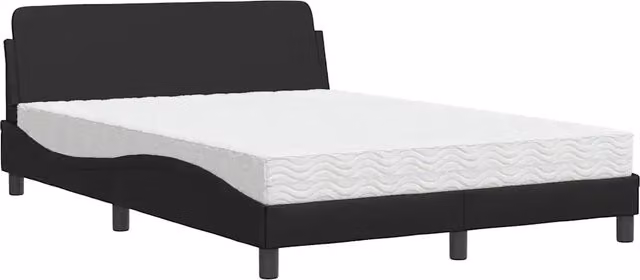 Letto matrimoniale | Letto per adulti | Letto con Materasso Dover Nero 120x200 cm in Similpelle