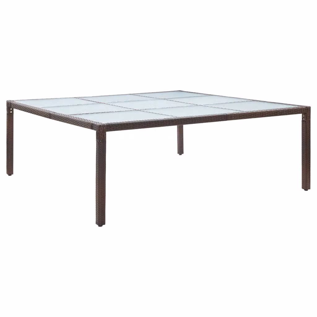 vidaXL Tavolo da pranzo da giardino marrone 200×200×74 cm in poly rattan