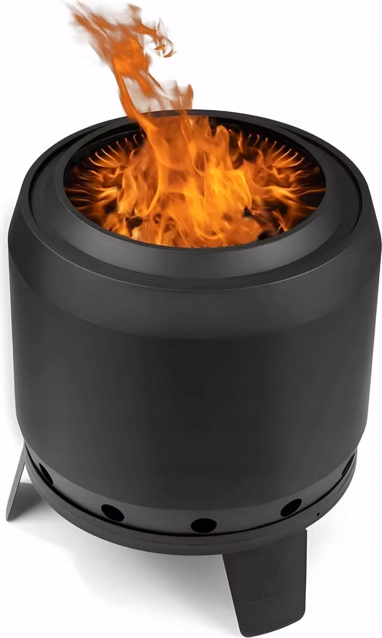 LANDMANN, braciere senza fumo, piccolo. Braciere a bassa emissione di fumo, diametro 50 cm. Vasca per il fuoco, attizzatoio, focolare, acciaio