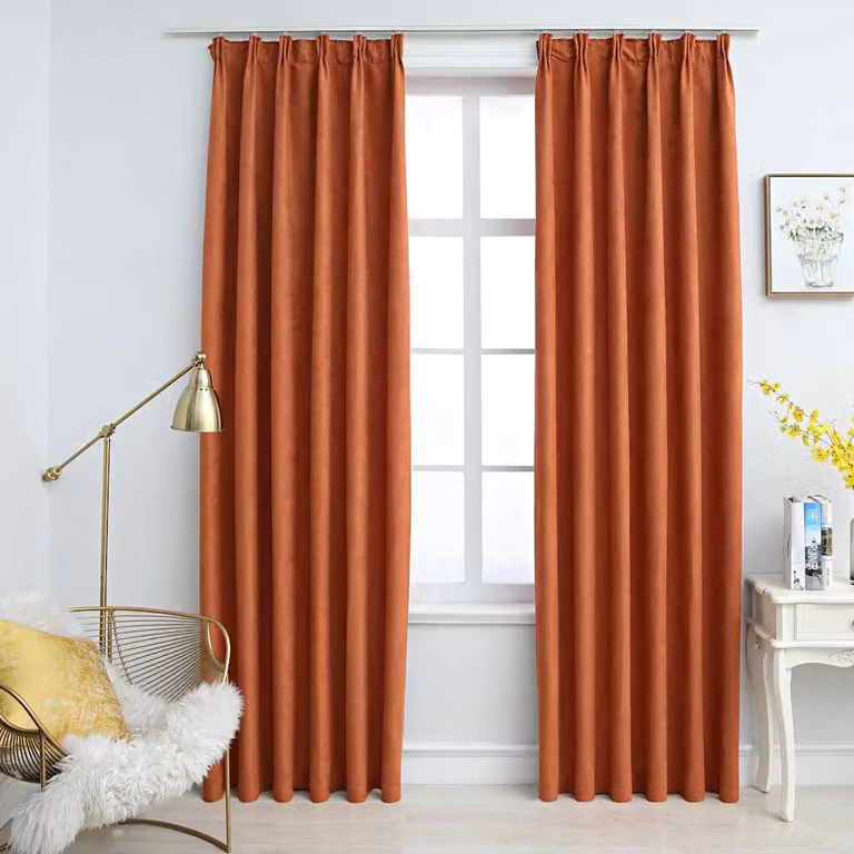 Set di 2 tende oscuranti vidaXL con ganci in poliestere, colore ruggine, L: 140 cm, H: 225 cm
