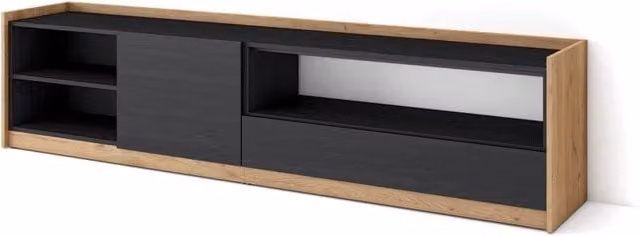 Mobile TV Soggiorno, 207x50x37 cm, Per TV fino a 80", Mobile Soggiorno, Nero e rovere