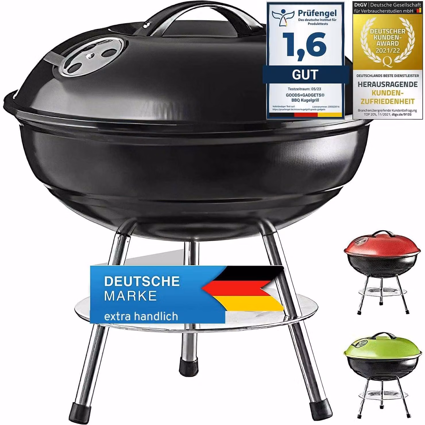 Barbecue a carbone compatto, diametro 40 cm - Griglia da tavolo in acciaio inossidabile smaltato - Ideale per campeggio e picnic