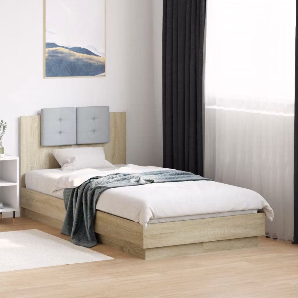 vidaXL Giroletto con Testiera in Rovere Sonoma e Legno Multistrato, L: 78 cm, P: 194,5 cm, H: 84 cm