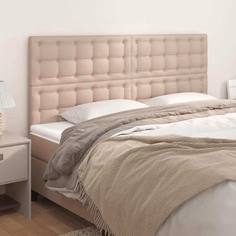 Testiera per letto vidaXL in similpelle color cappuccino, L: 200 cm, P: 5 cm, H: 118/128 cm