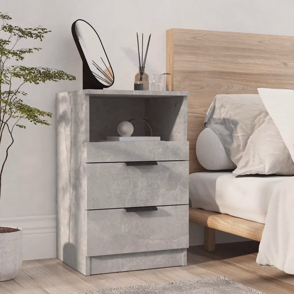 Comodino moderno vidaXL in legno MDF Grigio Cemento L: 40,0 cm, P: 36,0 cm, H: 65,0 cm
