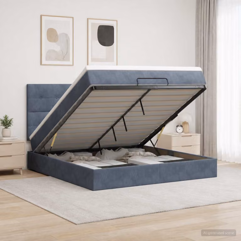 Letto ottomano con materasso vidaXL in velluto Grigio Scuro L: 160 cm, P: 200 cm, H: 88 cm