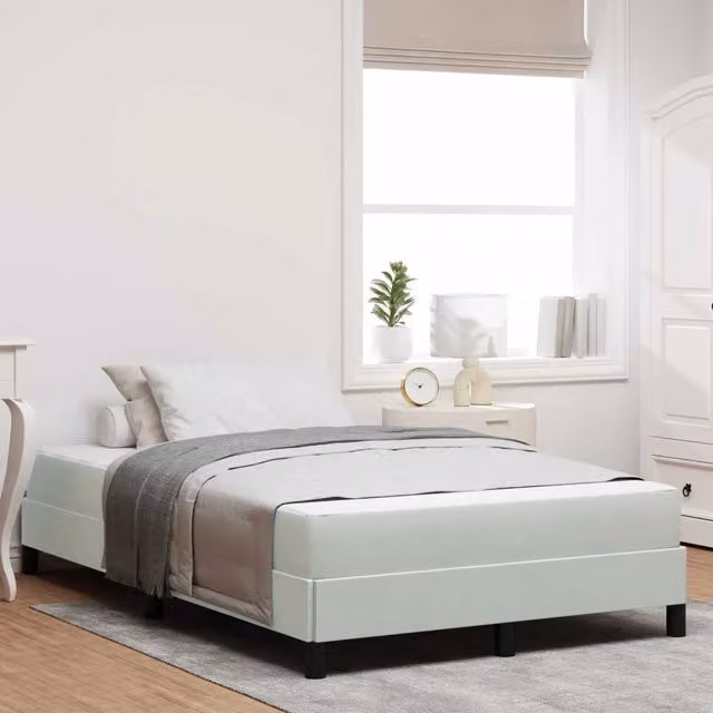 Letto a molle con materasso vidaXL in tessuto grigio, L/P: 120 x 200 cm