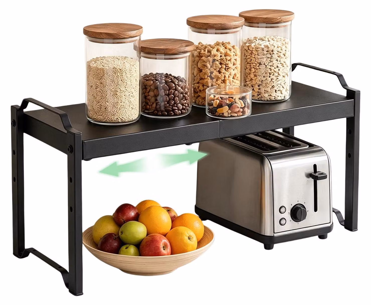 Organizzatore estensibile per armadietti da cucina, da 33 a 53 cm, ripiano per la cucina, porta spezie, ideale per la cucina