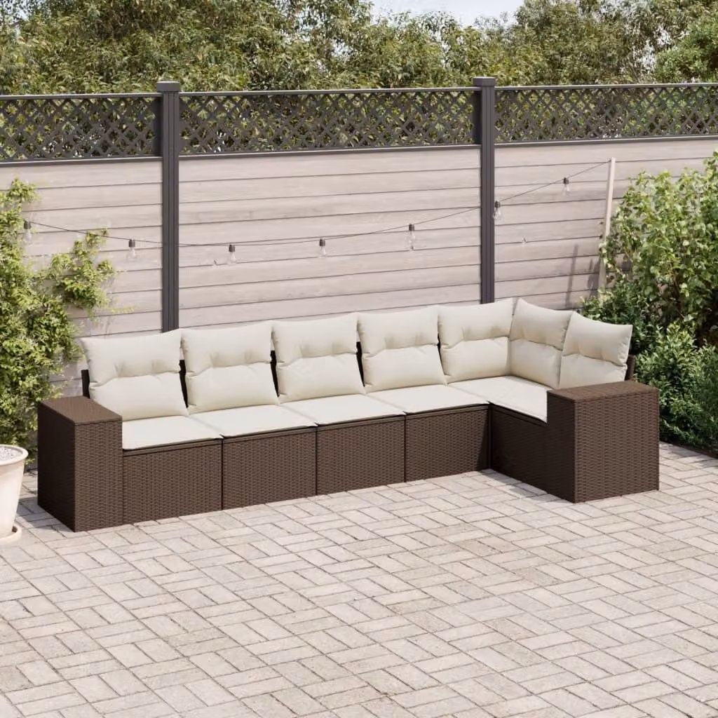 Maison Exclusive - Set Divano da Giardino 6 pz con Cuscini Marrone in Polyrattan