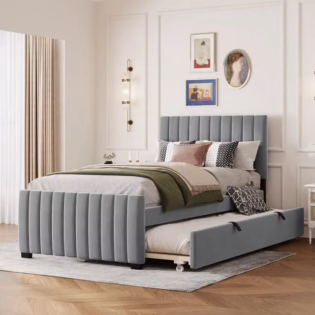 letto imbottito velluto grigio 90 x 190 cm