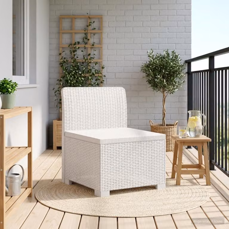 Divano da giardino a 1 posto vidaXL in rattan bianco moderno per esterno