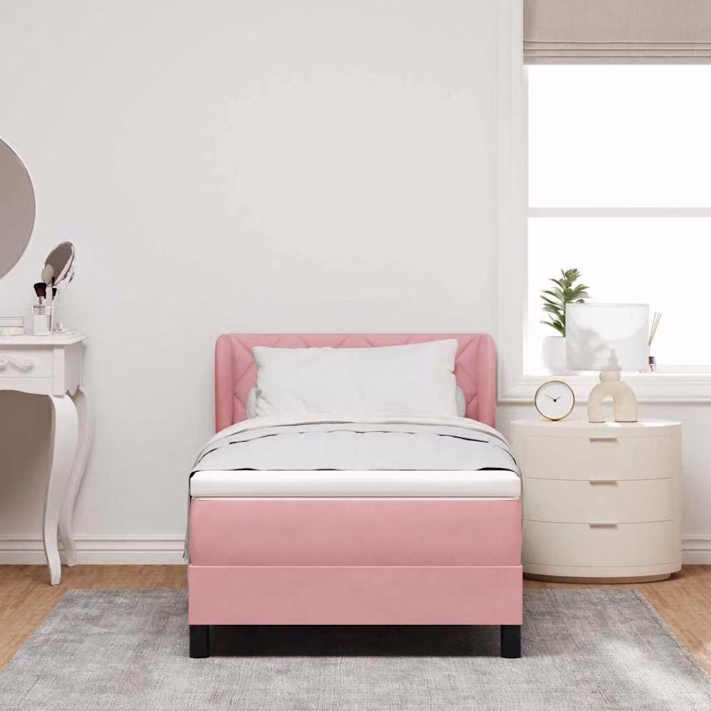 Maison Exclusive - Letto boxspring con testiera Rosa 90 x 200 cm in velluto