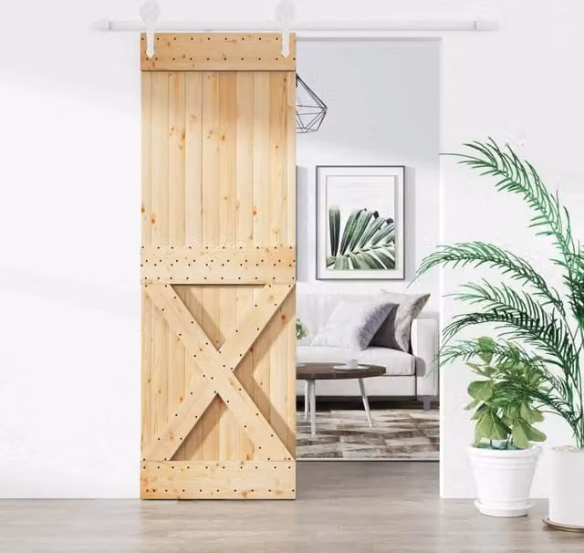 Porta scorrevole moderna vidaXL in legno e acciaio, colori bianco e marrone, L: 70 cm, H: 210 cm