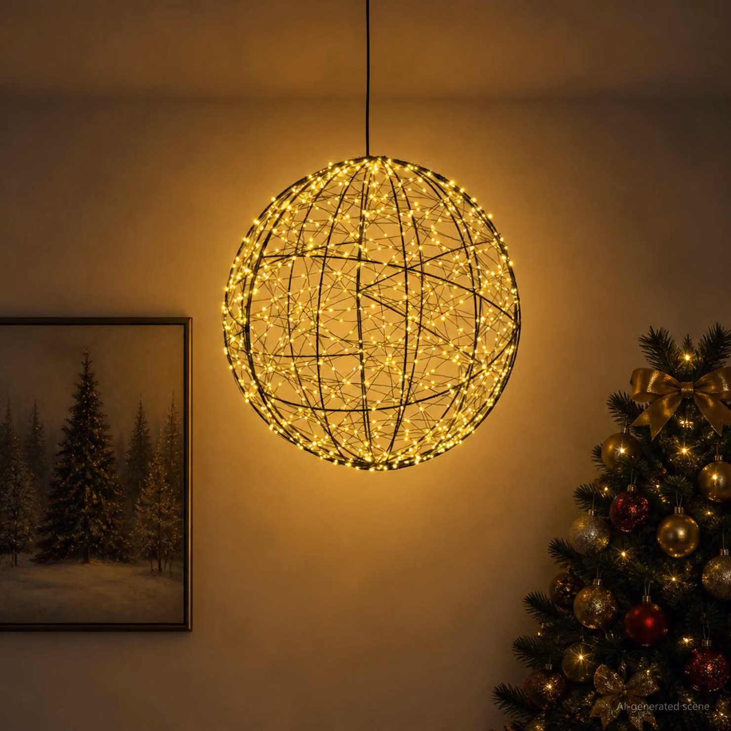 vidaXL Luce a punta di Natale 950 LED Bianco caldo Diametro 60 x 63 cm