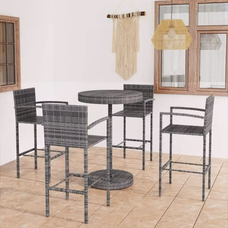 Maison Exclusive - Set da Bar da Giardino 5 pz in Polyrattan Grigio