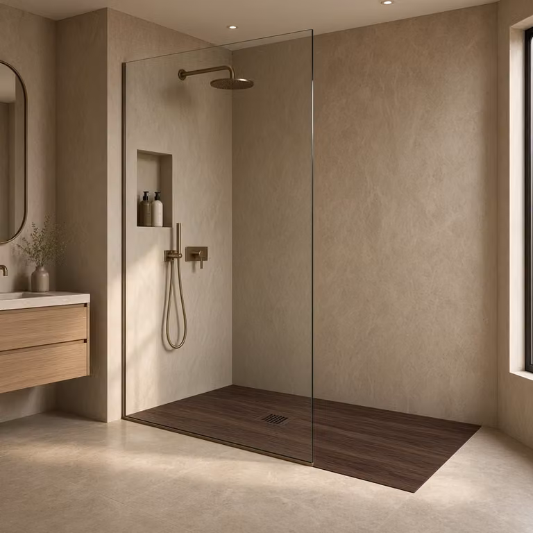 Piatto doccia in marmoresina 170x70 cm effetto legno noce scuro CAIRO
